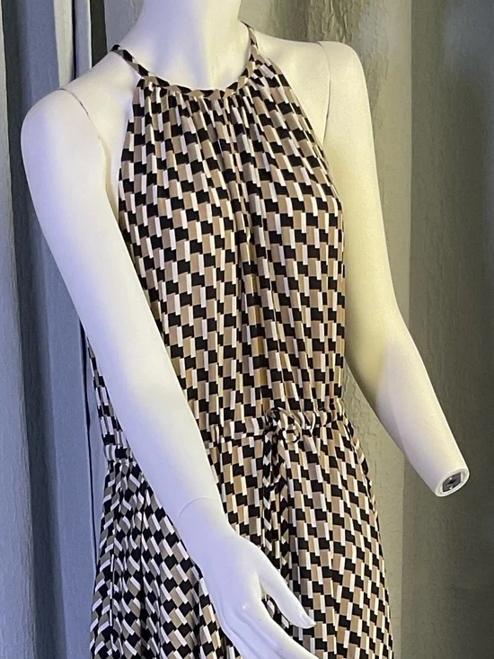 Diane Von Furstenberg SALLY SQUARE SHIFT Black and Cream Geometric Maxi Dress 👗 - Picture 11 of 15